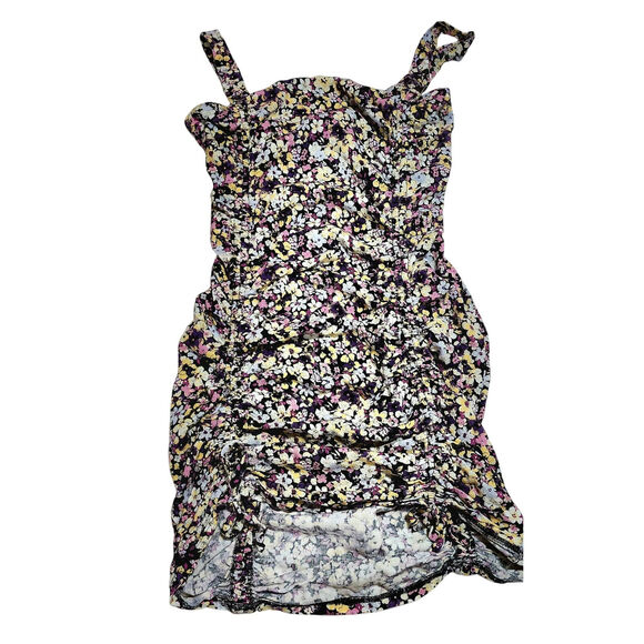 Stitch & Pine Floral Rouched Strappy Sleeveless Short Dress Size Large - Picture 1 of 6